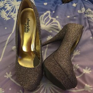 Charlotte Russe Multicolor Glitter Stiletto Pump Slip On Closed Toe Platform y2k